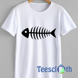 Fish Bone Print T Shirt For Men Women And Youth