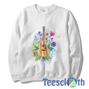 Floral Guitar Art Sweatshirt Unisex Adult Size S to 3XL