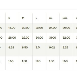 Size Chart Gildan