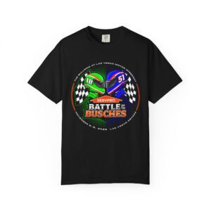 Battle of the Busches T-Shirt featuring a funny racing-inspired graphic design for motorsport fans